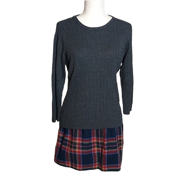 THE Limited Grey 3/4 Sleeve Cable Knit Sweater Size Large - Picture 1 of 8